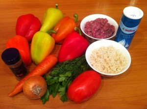 продукты для тушеных перцев под овощным рагу