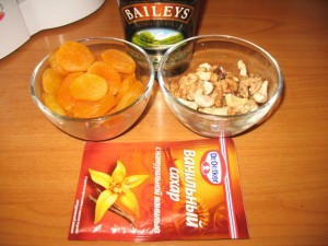 рецепт домашних конфет - курага с орехами - продукты