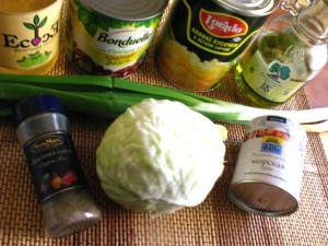 салат с капустой и фасолью - продукты