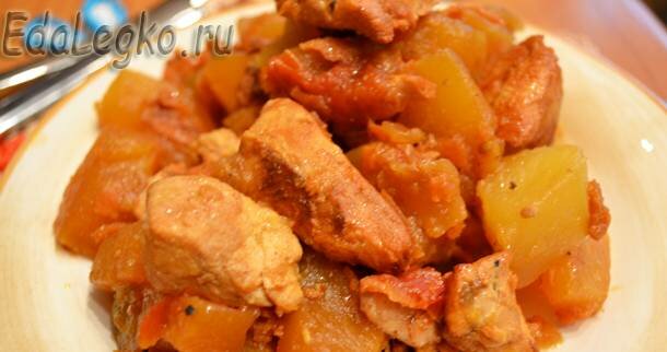Кабачки с курицей — сочное жаркое