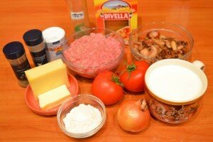 лазанья с грибами- продукты