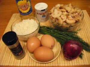 рецепт пирога с грибами - продукты начинка